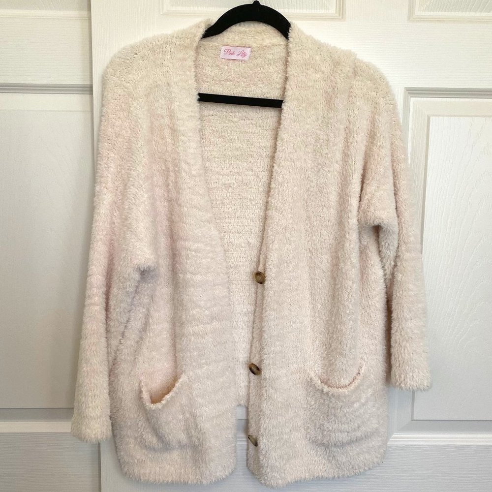 Pink Lily Cream Cardigan